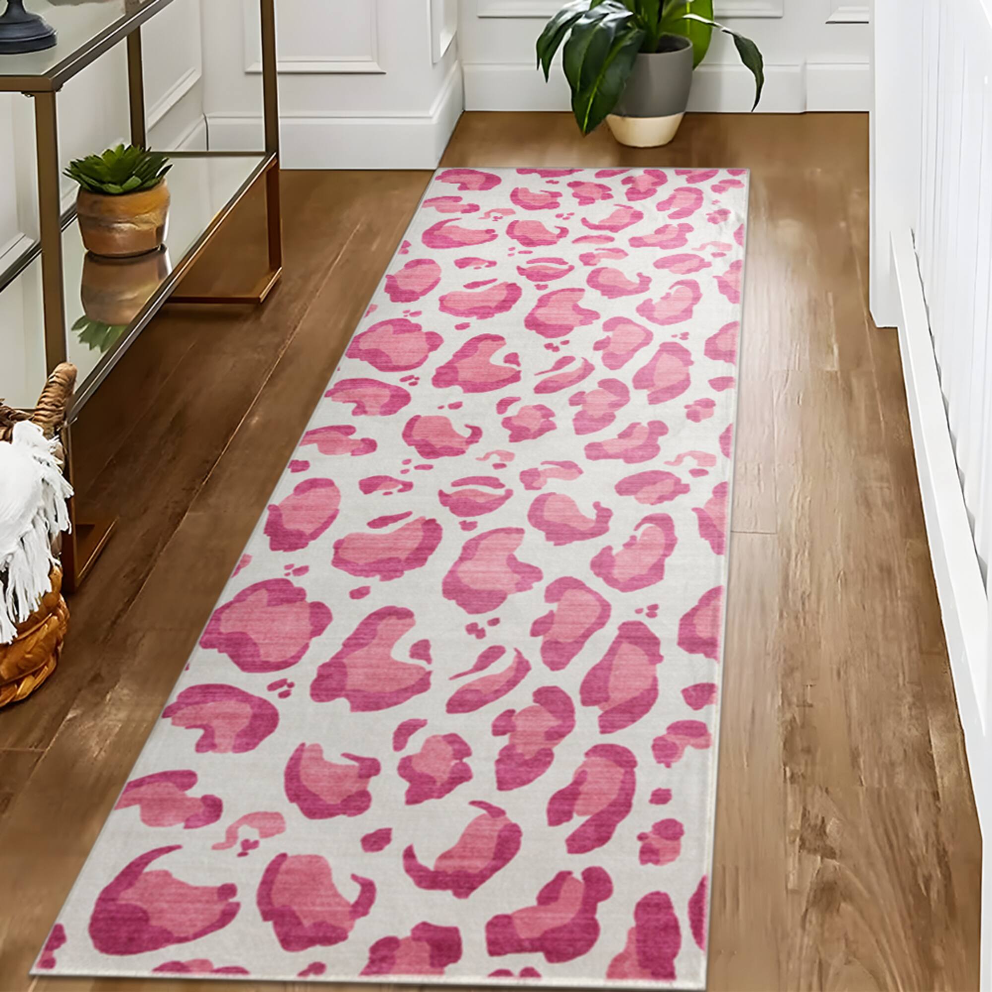 Pink Leopard Washable Rug by Ashland